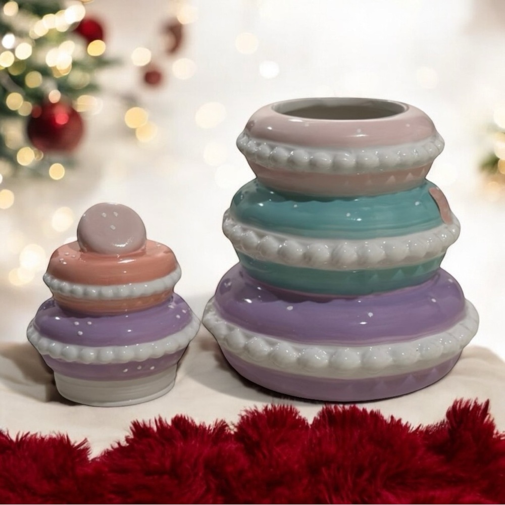 Peppermint & Pine Macaron Tree Cookie Jar / Canister Macaroon Decor - Picture 2 of 4
